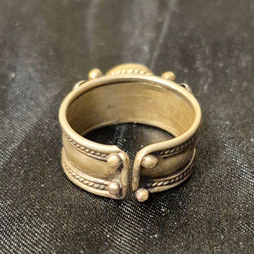 Olden Heights 🏔️🧚♂ Vintage Brass & Silver Adujstable Boho Ring Faux Cornaline - Picture 9 of 11